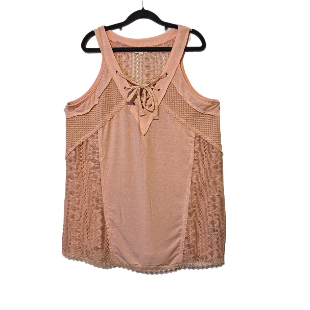 POL Peach Halter Neck Relaxed Fit Sleeveless Lace-Up